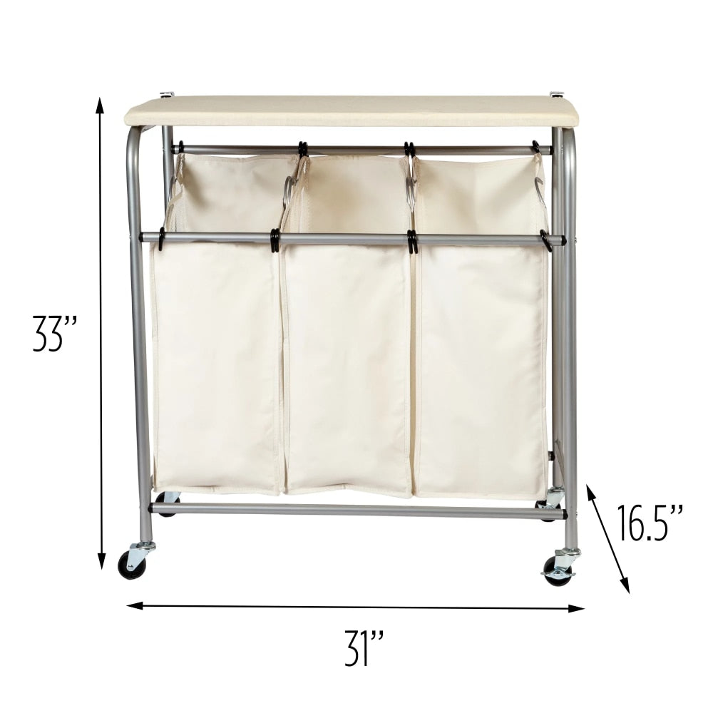 Laundry Sorter with Ironing Board Lid