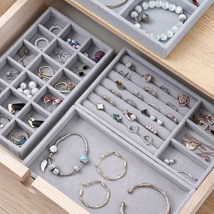 Velvet Jewelry Drawer Storage Organizers