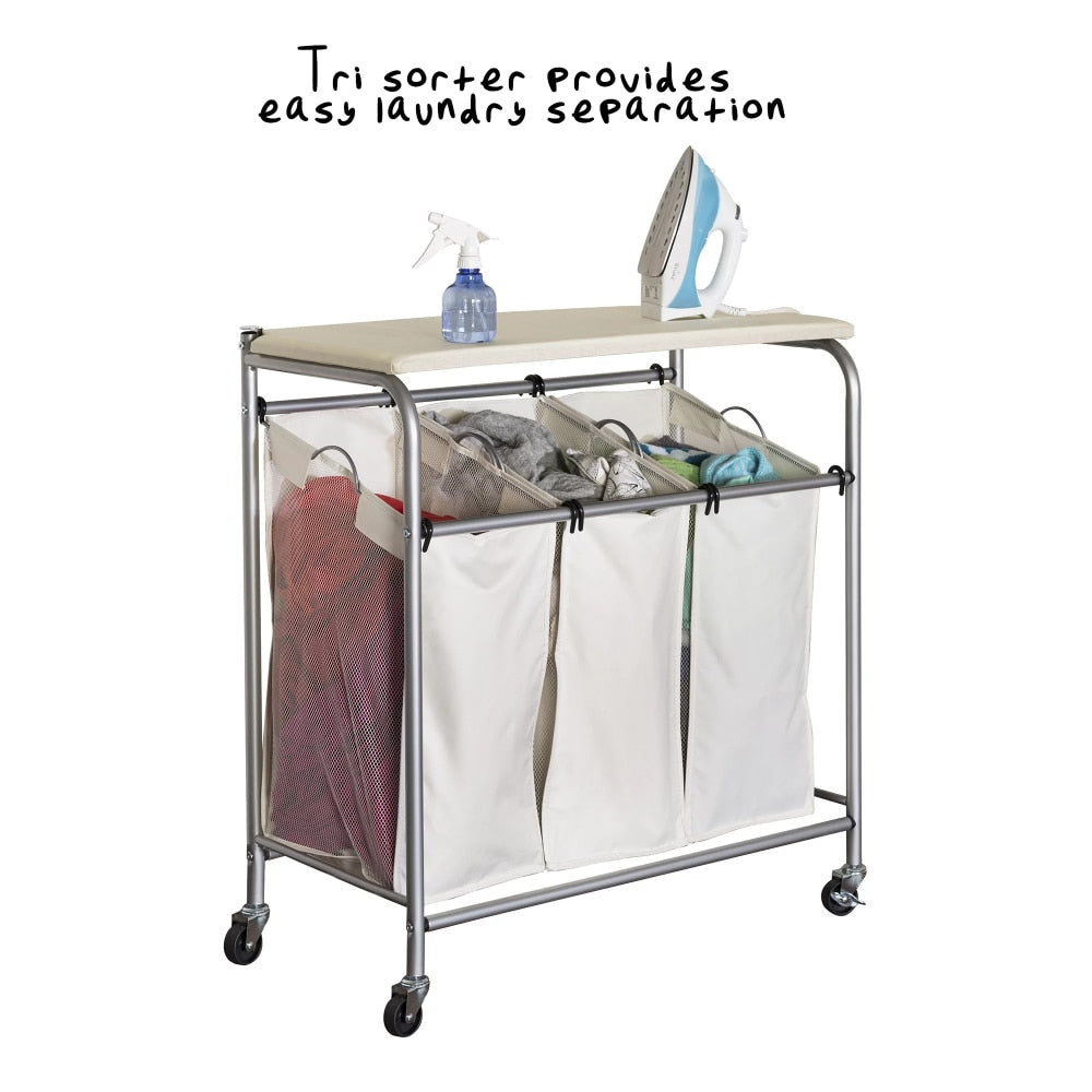 Laundry Sorter with Ironing Board Lid